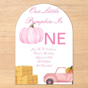 Invitación de cumpleaños de niña de calabaza rosa
