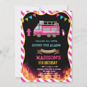 invitación de cumpleaños de niña de camión de bomb