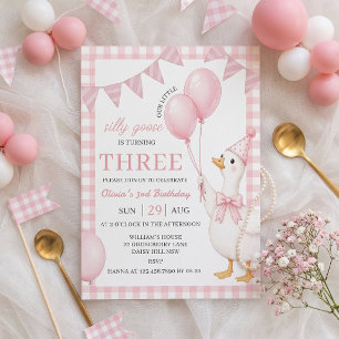 Invitación de cumpleaños de niña de gingham rosa S