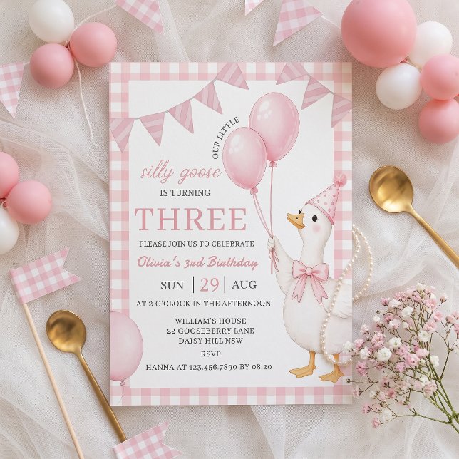 Invitación de cumpleaños de niña de gingham rosa S (Subido por el creador)