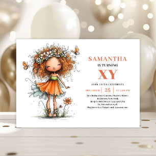 Invitación de cumpleaños de niña de hadas con past