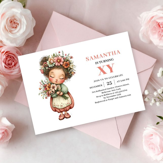Invitación de cumpleaños de niña de hadas con tono (Fairy Girl Birthday Whimsical Pastel Pink invitation)