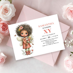 Invitación de cumpleaños de niña de hadas con tono