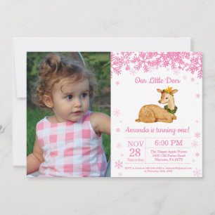 Invitación de cumpleaños de niña de invierno con c