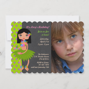 invitación de cumpleaños de niña de Luau hawaiano
