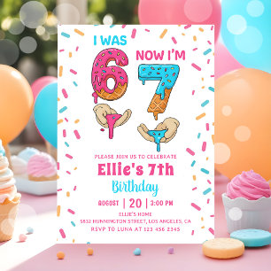 Invitación de cumpleaños de niña de seis siete año