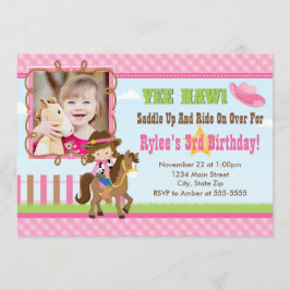 Invitación de cumpleaños de niña de vaca Brunette 