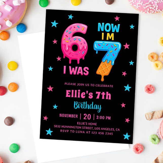 Invitación de cumpleaños de niña Donut Six Seven (Subido por el creador)