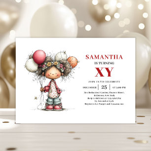 Invitación de cumpleaños de niña dulce moderna edi