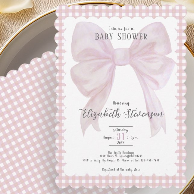 Invitación de Cumpleaños de Niña Elegante con Lazo (Subido por el creador)