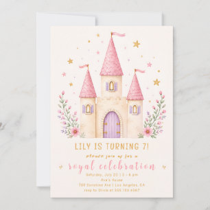 Invitación de cumpleaños de niña elegante pastel