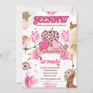 Invitación de cumpleaños de niña en disco, Rodeo d