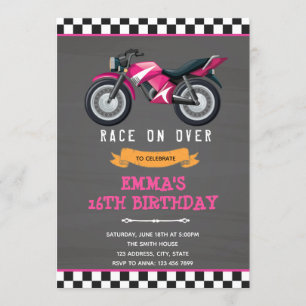 invitación de cumpleaños de niña en motocicleta ro