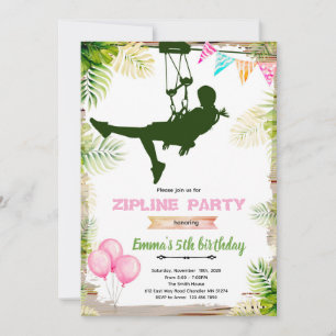 invitación de cumpleaños de niña en zipline