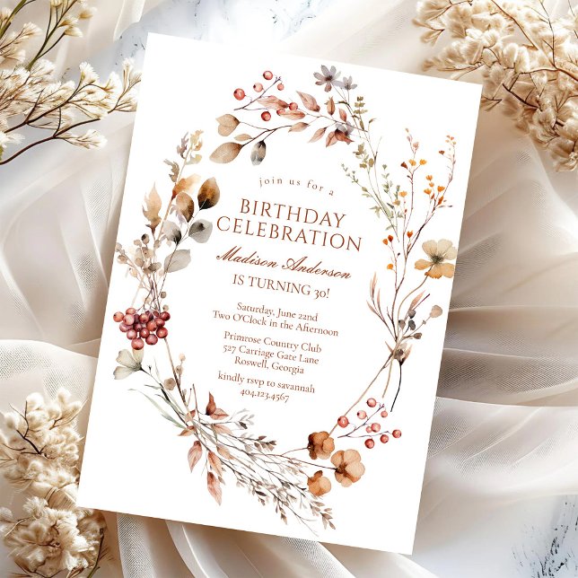 Invitación de cumpleaños de niña floral rústica mo (Subido por el creador)