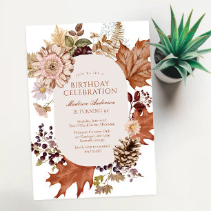 Invitación de cumpleaños de niña floral rústica mo