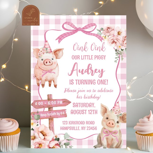 Invitación de cumpleaños de niña granja cerdita ro (Subido por el creador)