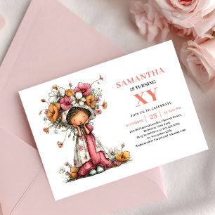 Invitación de cumpleaños de niña hada acogedora ro