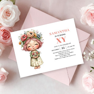 Invitación de cumpleaños de niña hada linda mágica