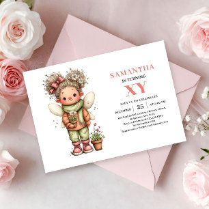 Invitación de cumpleaños de niña hada linda mágico