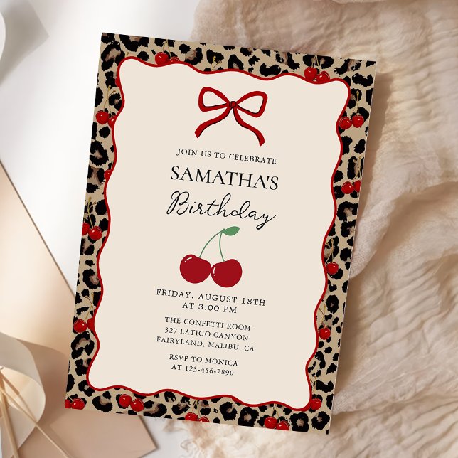 Invitación de cumpleaños de niña leopardo guepardo (Subido por el creador)