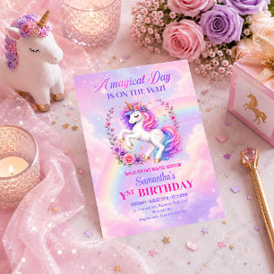 Invitación de cumpleaños de niña linda Pastel Unic