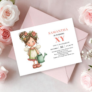 Invitación de cumpleaños de niña mágica hada rosa 