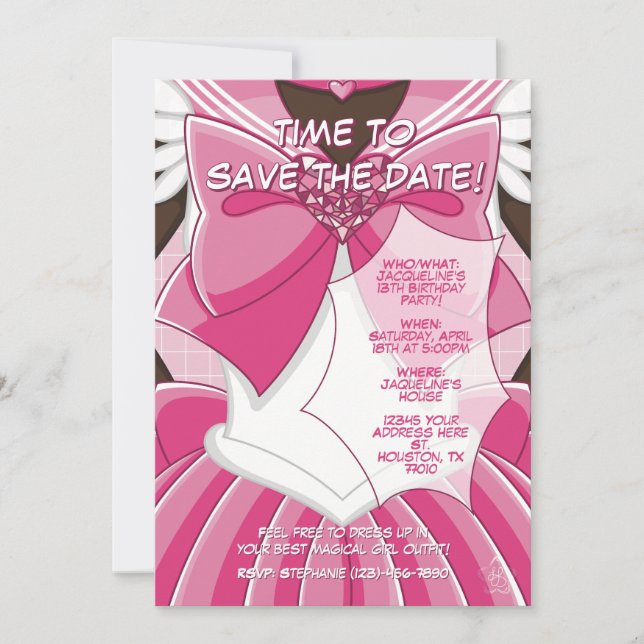 Invitación de cumpleaños de niña mágica rosa [SKII (Anverso)