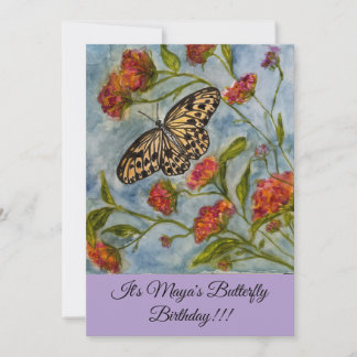 Invitación de cumpleaños de niña Mariposa dulce