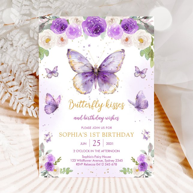 Invitación de cumpleaños de niña mariposa floral m (Subido por el creador)