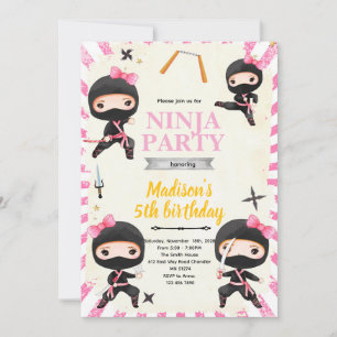 invitación de cumpleaños de niña ninja