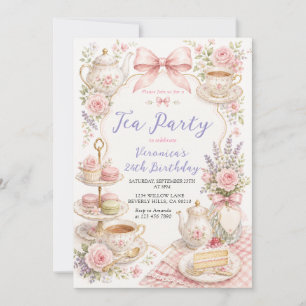 Invitación de cumpleaños de niña para fiesta de té