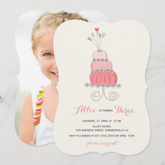 Invitación de cumpleaños de niña para pastel de ro
