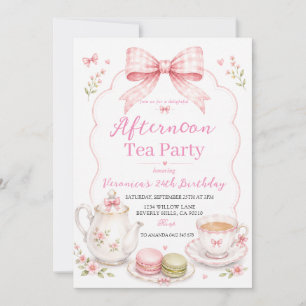 Invitación de cumpleaños de niña para té de la tar