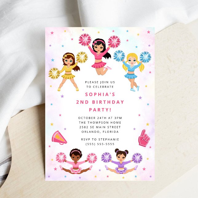 Invitación de cumpleaños de niña porrista (Subido por el creador)