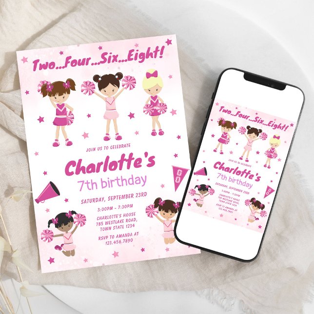 Invitación de cumpleaños de niña porrista (Subido por el creador)