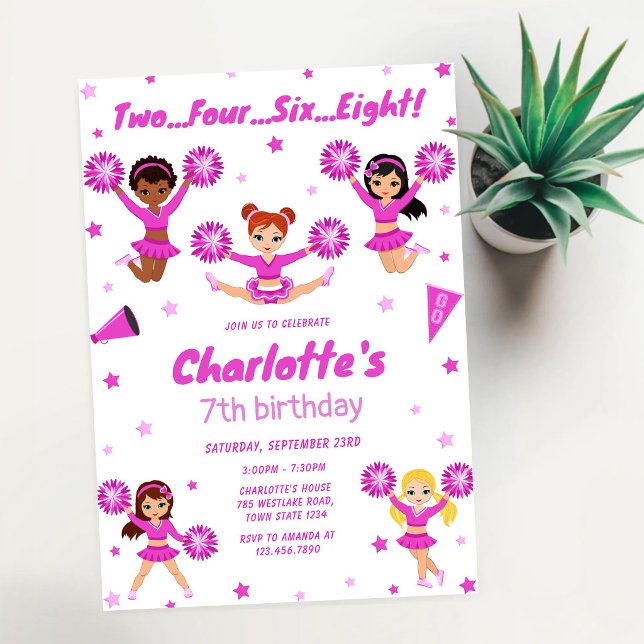 Invitación de cumpleaños de niña porrista (Subido por el creador)