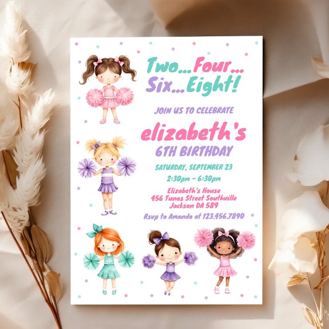 Invitación de cumpleaños de niña porrista (Subido por el creador)
