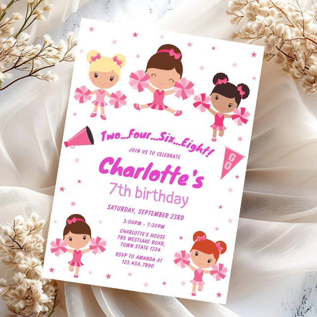 Invitación de cumpleaños de niña porrista (Subido por el creador)