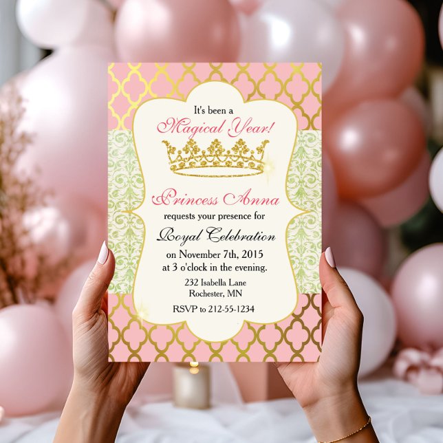 Invitación de cumpleaños de niña princesa rosa y d (Subido por el creador)