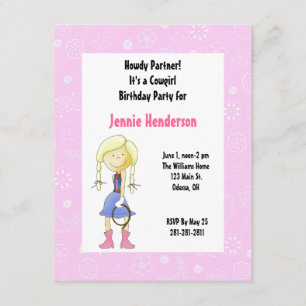 Invitación de cumpleaños de niña rosa