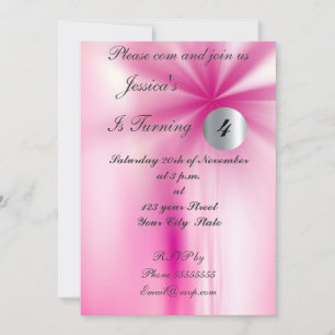 Invitación de cumpleaños de niña rosa