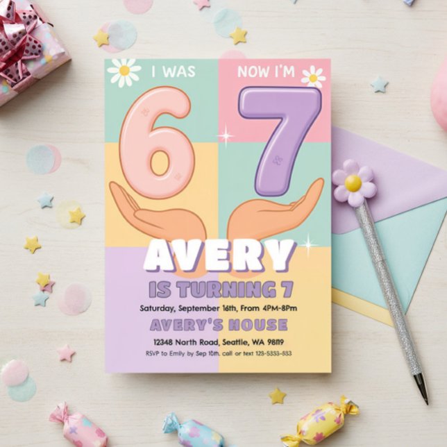 Invitación de cumpleaños de niña seis siete (Subido por el creador)