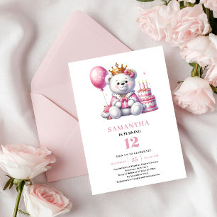 Invitación de cumpleaños de niña tema osito de pel