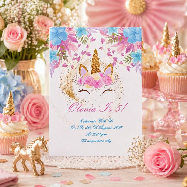 invitación de cumpleaños de niña unicornio (Subido por el creador)