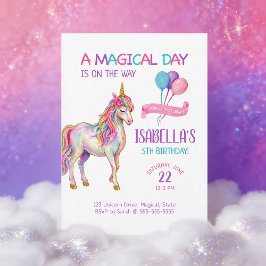 Invitación de cumpleaños de niña unicornio lindo 5