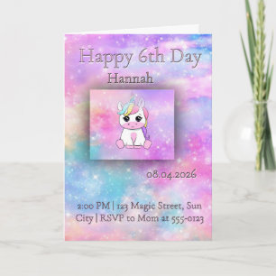Invitación de cumpleaños de niña unicornio mágica