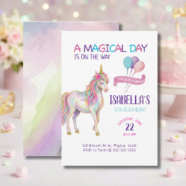 Invitación de cumpleaños de niña unicornio para 6t