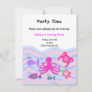 Invitación de cumpleaños de niñas bajo el mar