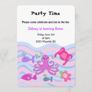 Invitación de cumpleaños de niñas bajo el mar